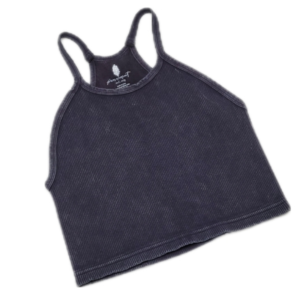 FP Movement Happiness Runs Cropped Ribbed Tank Top Washed Black Medium/Large